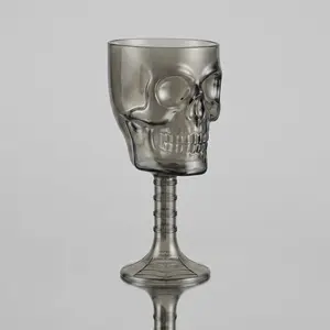 Halloween Skull Goblet Wine Glass, Gothic Skeleton Spine Stem Chalice with Spiderweb Base, 12oz Spooky Party Drinkware, Creepy Home Decor Gift (Clear/Smoke/Iridescent)