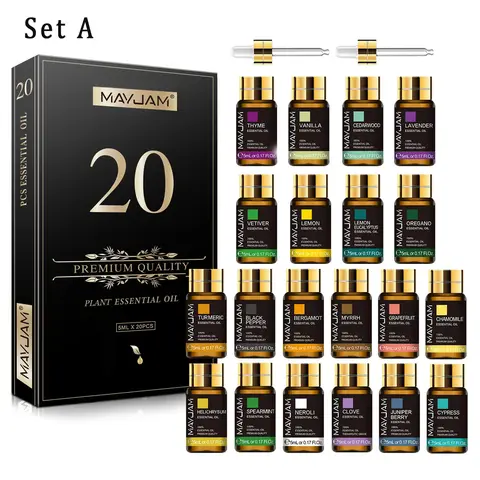 Natural Plant Extract Massage Oil Set, Plant Based Oils 20/40pcs/set Glass Bottle Essential Oil, Aromatherapy Body Oil, Aroma Spa Massage Oil, Suitable for Everyday Use