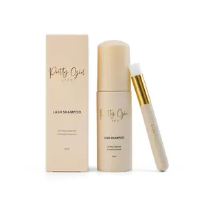 Lash Shampoo and Brush 50 ml 1.69 fl oz Foaming Lash Shampoo Kit, Eyelash Exension Cleaner, Lash Extension Supplies for Salon and Home Use, Makeup Remover, Eyelid Cleanser