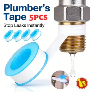 5pcs Sealing Tape Leak-Proof Tape Pipe Thread Sealant Shower Head Pipe Tape Kitchen Sink Installation Accessories White Pipe Tape Water Supply Pipe Sealing Tape