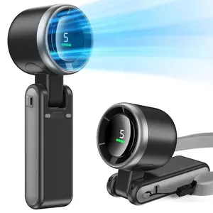 Handheld Portable Turbo Fan, Digital Display, 3600mAh USB Rechargeable, Mini Pocket Fan, 5 Speed Settings, Ideal for Travel/Organic/Home Office, Durable Personal Fan, Handheld Cooling Fan