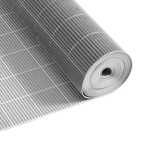Drainage Mat 3 X 50 Ft PVC Non Slip Commercial Floor Mat For Wet Areas, Water Drain Splash Matting, Hollow Doormat Roll For Outdoor And Indoor Use In Restaurants, Swimming Pools, Patios, Bathrooms, Washrooms - Gray