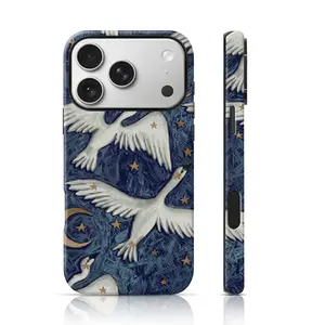 Vintage Starry Night Swan Burga Design Fashion Phone Case Full Body Protection for iPhone 17 Pro Max/16 Pro Max /15Pro Max 15/14/13/12 & Samsung S26 /S25Ultra Trendy Personalized Phone Case
