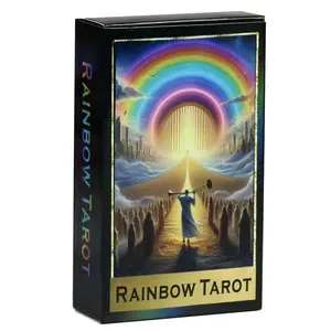 Rainbow Journey Tarot Deck 78 Cards, Pocket-Sized Divination Set, Paper Material, Fortune Telling Party Game, Ideal Christmas Gift
