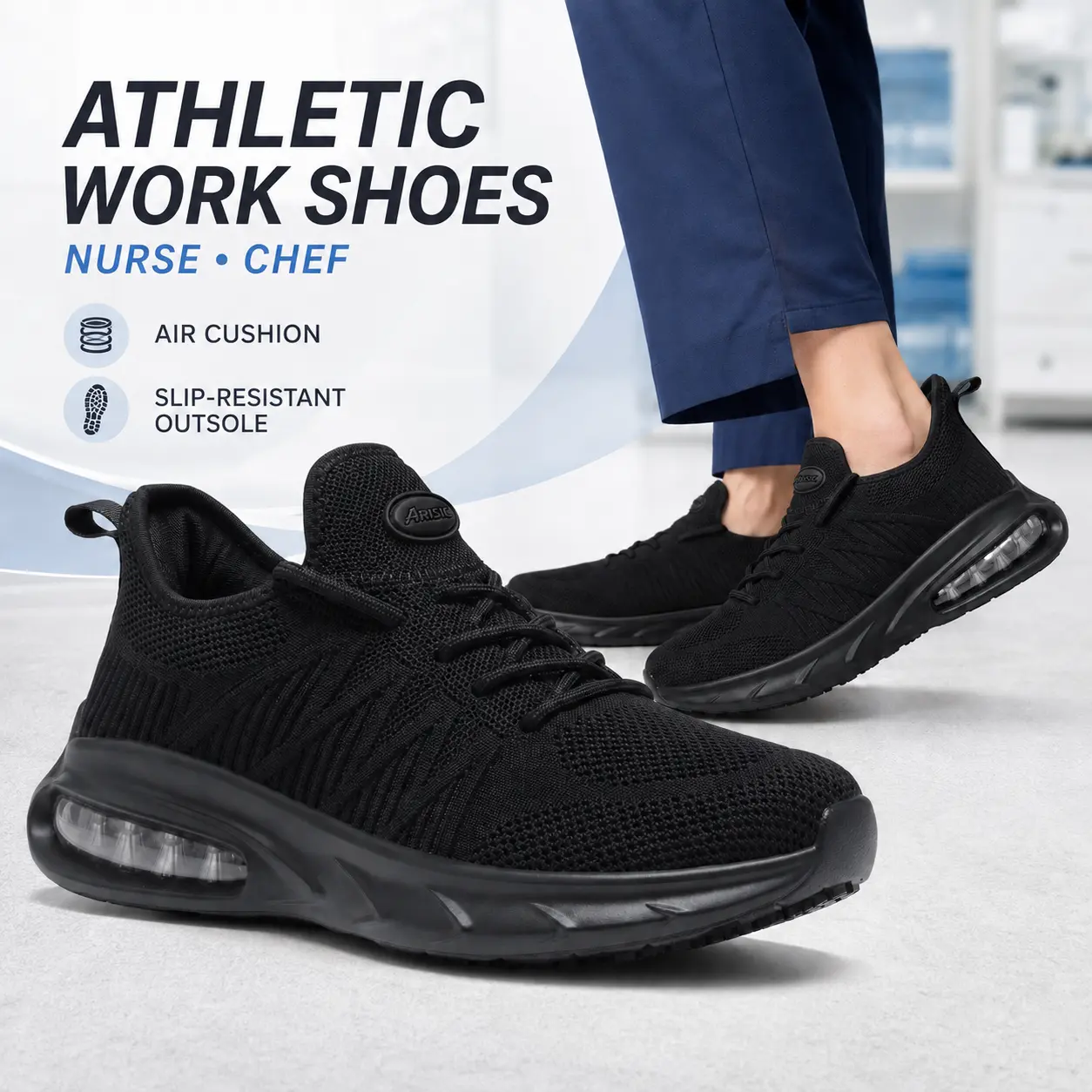 2026 ARISIC Women's Athletic Work Shoes – Slip-On Non-Slip Nurse & Chef Sneakers, Comfortable Sports-Style Shoes for Kitchen, Healthcare and Daily Work, TikTokShopBackToSchool
