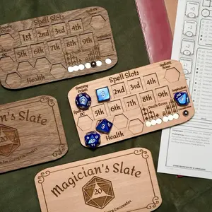 Magician’s Slate Character Tracker | Walnut or Cherry Hardwood