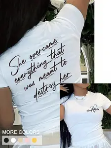 Women's Inspirational T-Shirt, Back Printed Motivational Quote, Simple Design, Minimalist, Suitable for All Seasons, Daily Wear, Empowerment Clothing