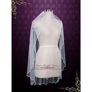 Short Fingertip One Tier Veil with Scallop Edges VG1084