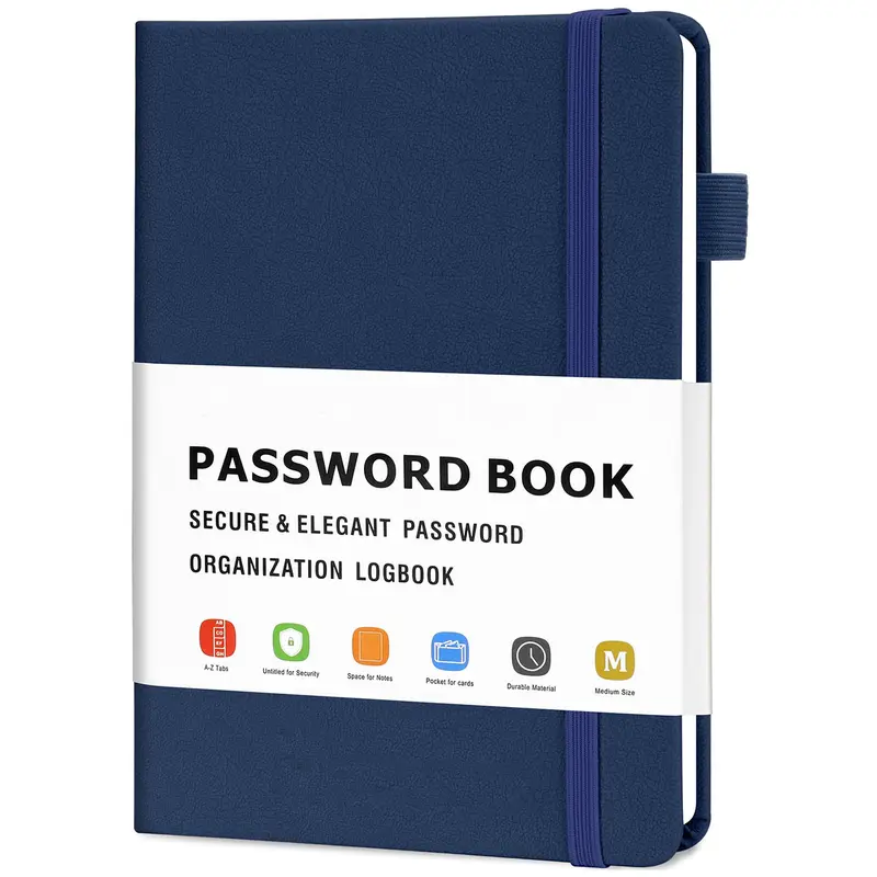 Password Keeper Book with Alphabetical Tabs. Medium Size Password Book for Seniors, Internet Website Address Log in Detail. Hardcover Password Notebook for Home Office