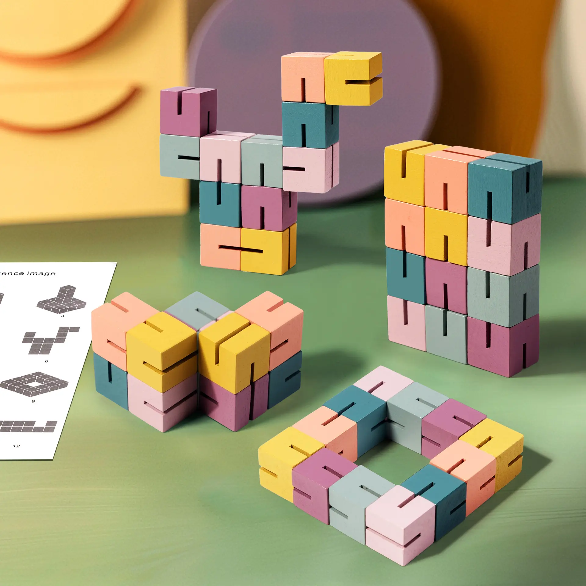 Children's 3D Cube String Variety Creative Building Blocks, Early Educational Wooden Toy