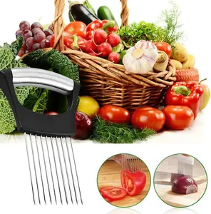 Onion Slicer Holder – Stainless Steel Vegetable Cutting Guide