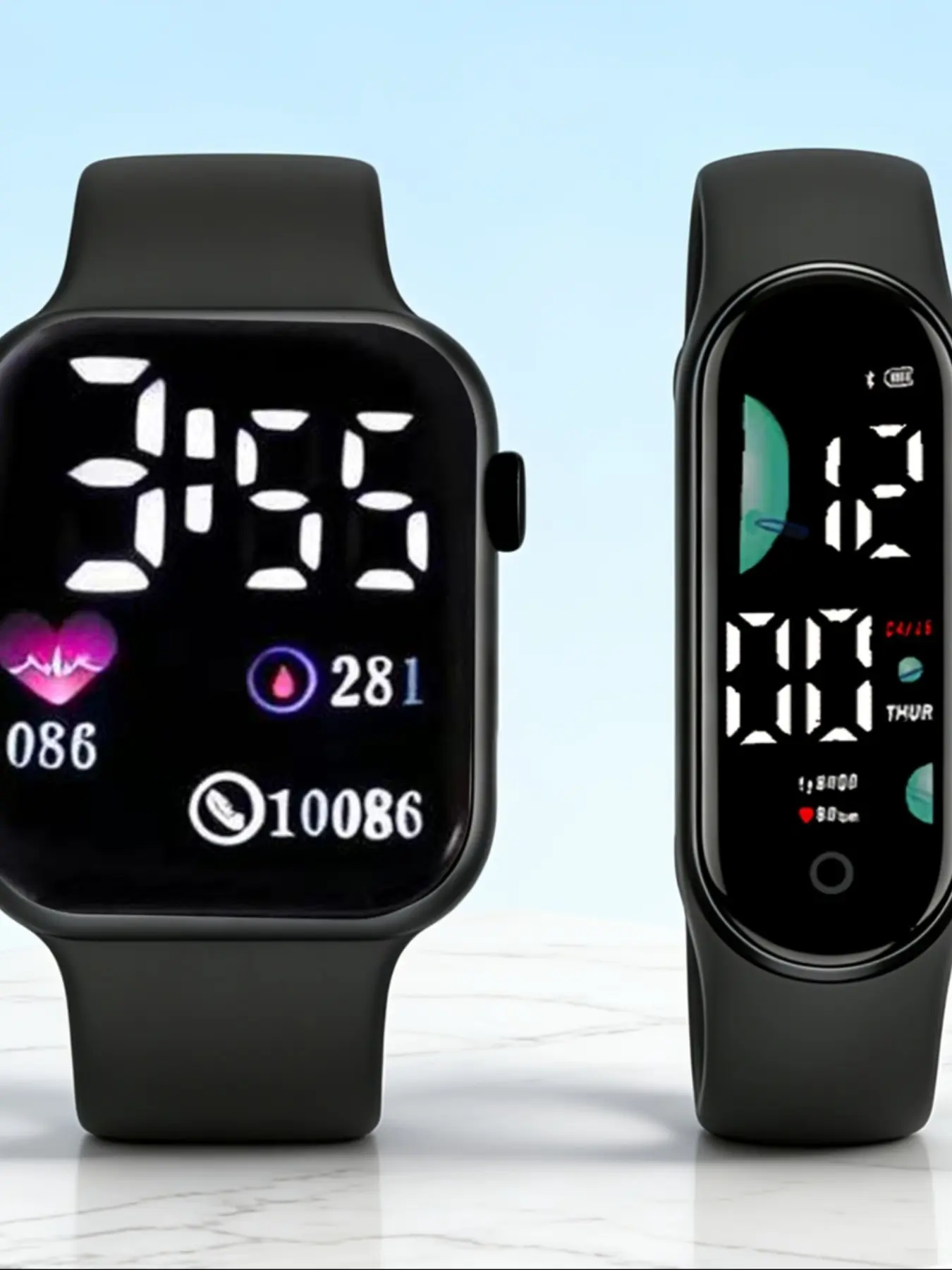 Multifunctional Electronic Digital Wearable Smartwatch Set, Men's Outdoor Sports Band, Women's Elegant Aesthetic Round Face, Lightweight Durable, Perfect Gift, Heart Rate Monitor Black Watch