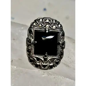 Onyx ring Art Deco size 5.75 mrcasites mourning sterling silver women