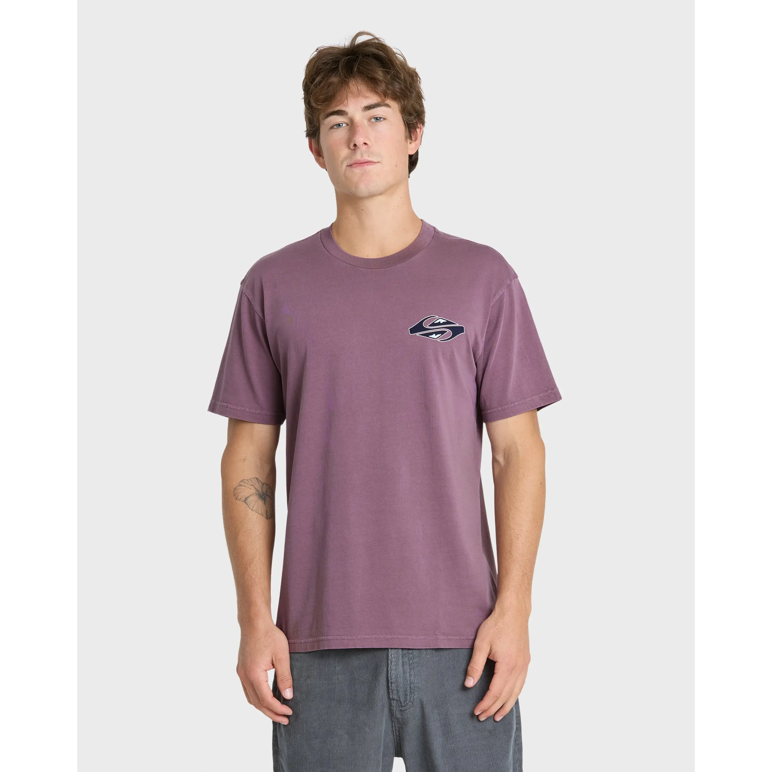 Quiksilver | Dark Horse Pigment Dye Short Sleeve Cotton T-shirt | Men's 100% Cotton Breathable Allover Print | Everyday Wear Knit Menswear