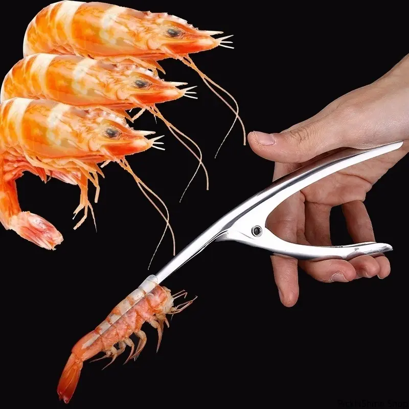 Stainless Steel Shrimp Peeler-Deveiner, Multifunctional Prawn Line Cutter, Easy-Peel Lobster Tool, Home Seafood Cleaning Kitchenware Gadget, Utensils, Ergo Handle, Basic, Plastic, 9.5*20*1.3Cm, Synthetic, Unisex, With Handle