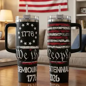 1776–2026 America 250th Anniversary Patriotic Tumbler – USA Freedom and Strength Stainless Steel Travel Mug with Handle, Insulated Coffee Cup, American Pride Gift for Dad, Husband, Veteran, Military Supporters and Proud Americans