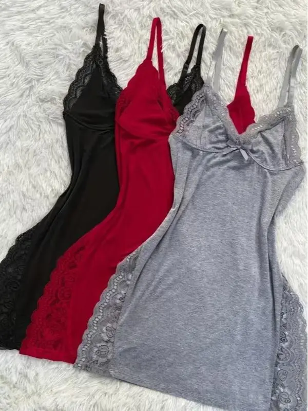 Women'S Nightdress Nighty Wear Mix Color Multi Set Type Nightdresses For Women, Bow Decor Cute Dresses