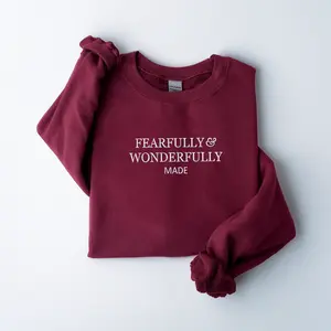 Fearfully and Wonderfully Made Christian Embroidered Sweatshirt, Christian Crewneck