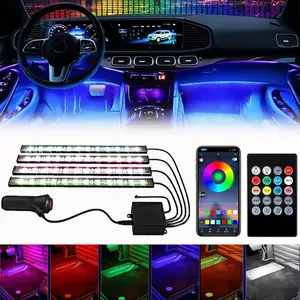 LED Strip Lights 12V RGB Bluetooth App Control, Music Sync Flexible Ambient Light Kit 4-in-1, Decorative Interior Atmosphere Strip USB Powered