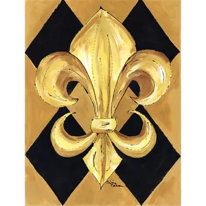 Carolines Treasures 8125CHF Black and Gold Fleur de lis New Orleans Flag Canvas House Size
