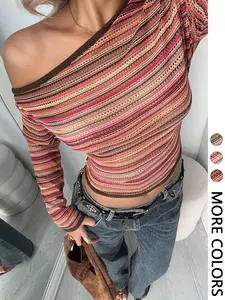 Women's Casual Striped Knit Top, Ladies' Stylish Sweater for Daily Wear, Comfortable & Trendy Outerwear for Women