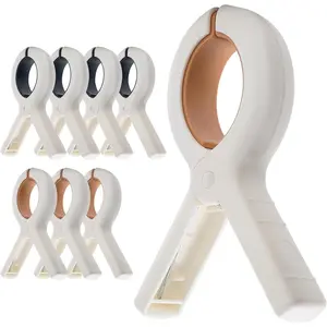 Extra Large Beach Towel Clips 8-Pack, 5.1inch Towel Clips Suitable for Beach Chairs Cruise Ships Heavy Duty, Towel Fixing Clips Suitable for Clothes Pool Boats, Available in Two Colors Khaki and Blue