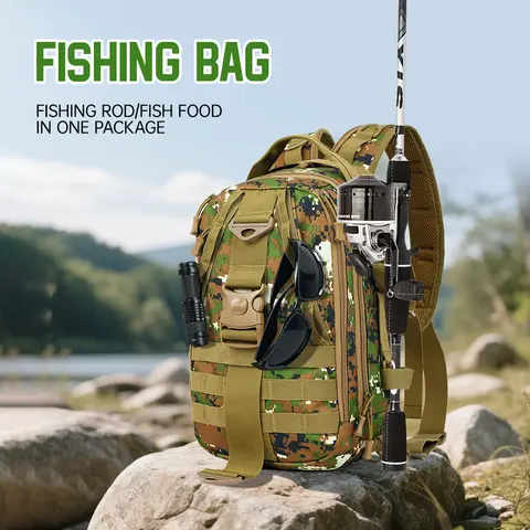Jumahe Men's Tactical Camouflage Blend Chest Bag - Durable Outdoor Hiking Rucksack, Hands-Free Cycling Gear, Quick-Grab Access Zippered Design, Hiking & Fishing Outdoors Accessory, Halloween Gift Belt Bag