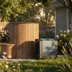 SaunaLife Cold Plunge Immersion Tub with Integrated Water Chiller & Heater, 1-Person (S1NC)