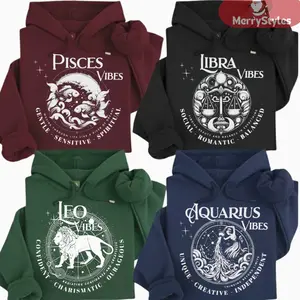 12 Zodiac Hoodie Collection Astrology Sign Unisex, Cozy Horoscope Pullover with mascot Design, Gift For Zodiac Lovers, Unisex Cotton Long Sleeve Shirt 6AE