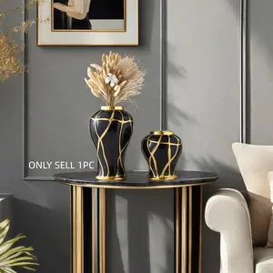 Large Caliber Modern Ceramic Vase with Mesh Design, Ideal for Luxe Home Decor in Living Room, Study, and Entryway