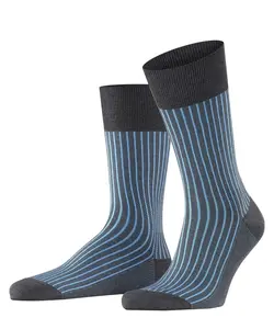 Oxford Striped Men's Dress Sock - Grey & Light Blue | Falke