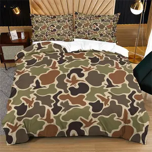 2/3 Piece Camouflage Wild Duck Pattern Decorative Duvet Cover Set,Suitable for military enthusiasts' Bedroom Bedding,Including 1 Duvet Cover and 1 or 2 Pillowcases (Excluding Quilt and Pillow Inserts)
