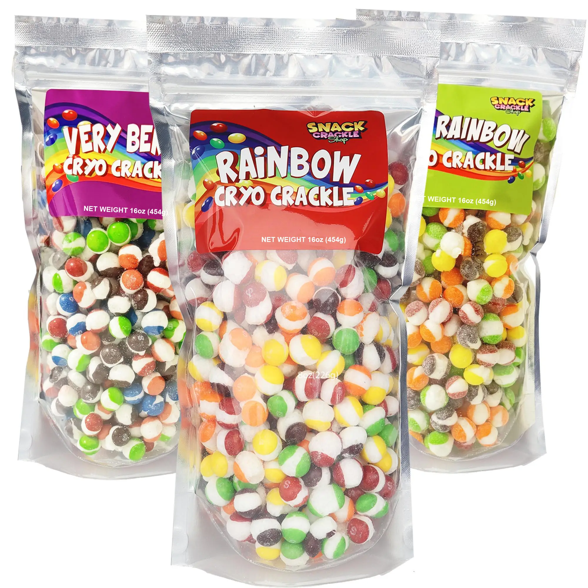 SnackCrackleShop 1 Pound Freeze Dried Cryo Crackle- Freeze Dried Candy, No Added Sugar Bonbon Sweet Rainbow Flavor Crunch Bite
