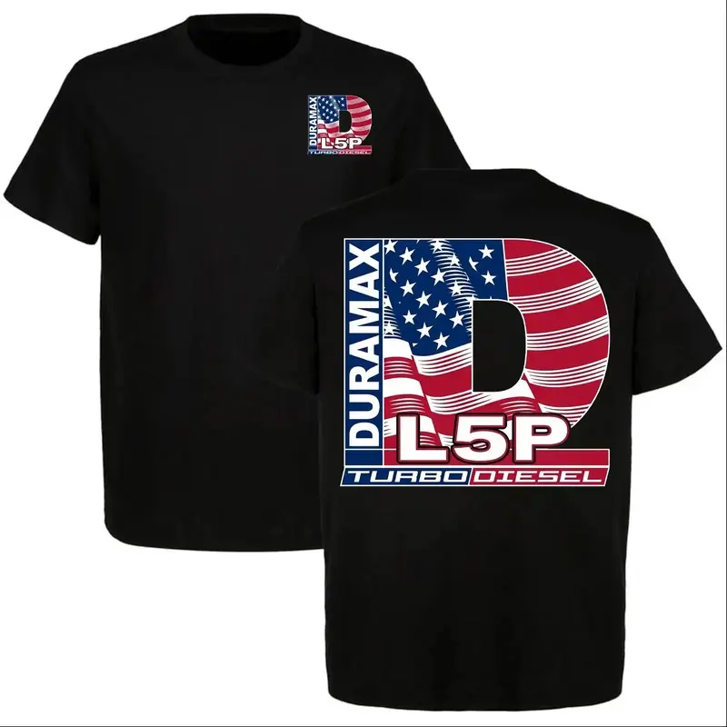 Duramax L5P American Flag Turbo Diesel T-shirt Patriotic Heavy Duty Truck Tee for Diesel Lovers Perfect for Duramax Fans Cotton Casual Shirt - Man graphic tee oversized t shirt vintage graphic tee retro t-shirt