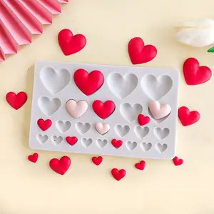 25-Hole DIY Heart Silicone Mold for Chocolate Desserts, Valentine's Day Cake Decoration, Candy Moulds & Cupcake Wrappers