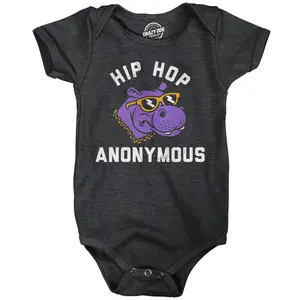 Hip Hop Anonymous Baby Bodysuit Funny Sarcastic Hippo Graphic Novelty Jumper for Infants Funny Baby Onesies Funny Animal Onesie Novelty Onesie Black -