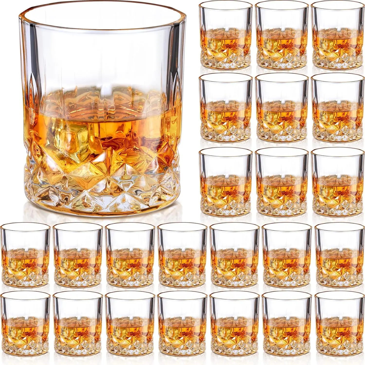 24 Pcs Old Fashioned Whiskey Glasses Bulk 10 Oz Bourbon Cocktail Rocks Glasses for Whiskey Bourbon Liquor and Cocktail Drinks Gift