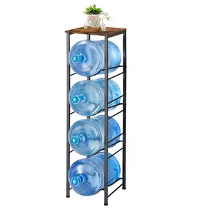 5 Gallon Water Jug Holder Stand, 4 Tier Water Jug Holder with Storage Shelf, Heavy Duty 5 Gallon Water Bottle Holder Rack, Detachable Water Bottle Dispenser Stand Organizer for Kitchen Home Office