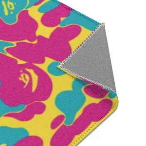 unicorn APE Neon Abstract Camo Area Rug | Bright Pink Teal Yellow Pattern