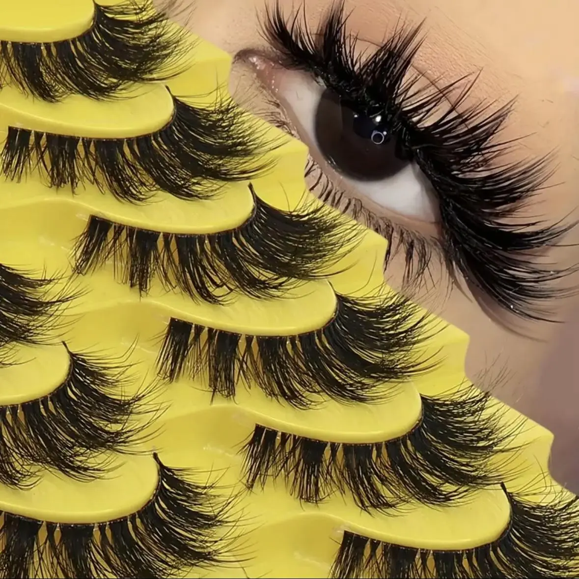 10 Pairs Fluffy 6D Eyelashes, Soft & Full Cat Eye Style Clear Band Fake Eyelashes, Cosmetic False Lashes, Look Like Real Lashes Extended, Full Strip Lashes, Suitable For Any Casual Occasion, Manga Anime Lashes
