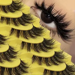 10 Pairs Fluffy 6D Eyelashes, Soft & Full Cat Eye Style Clear Band Fake Eyelashes Look Like Real Lashes Extended, Natural Look 3D Fluffy Cat Eye Lashes, Full Strip Lashes, Suitable For Any Casual Occasion Strip Lashes,Lashes,Eyelashes, Cosmetic Eyelashes