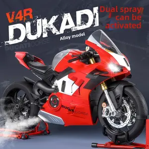 Kawasaki H2R 1:6 Scale Alloy Motorcycle Model with Key Start, Realistic Engine Sound, LED Lights & Water Activated Smoke Effect Interactive Toy Gift Rc Supercar Kit