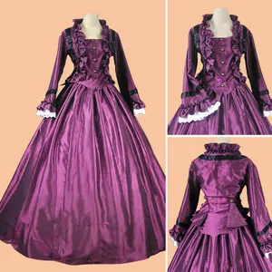 Exquisite Adjustable Victorian Lolita Dress in Purple with Ruffled Hem - Perfect Costume for Medieval Events and Cosplay