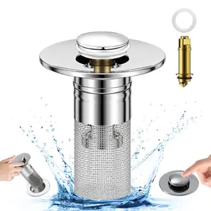 Stainless Steel Bathroom Sink Stopper, 1/2Counts Anti-odor Basin Bouncing Core, Pop UpBathroom Sink Plug, Sink Drain Stopper forBathroom Bathtub,Home Goods