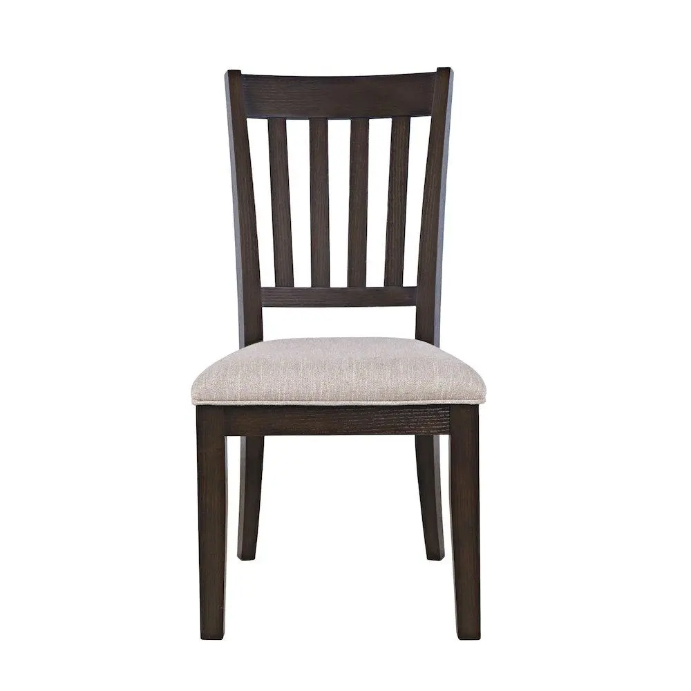 Brentwood Modern Transitional Slatback Dining Chairs - Set of 2, Rubberwood Frame, Upholstered Seat, Indoor Home Furniture Pieces