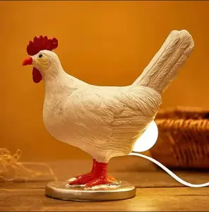Funny 3D Resin Chicken Night Light, Simulated White Hen Egg Shape LED Desk Lamp with Warm Soft Lighting, USB Powered Cute Farm Animal Decor, Unique Novelty Gift for Bedroom, Party & Housewarming