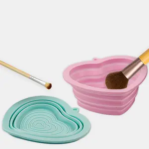 Heart Silicone Cosmetic Brush Cleaning Bowl