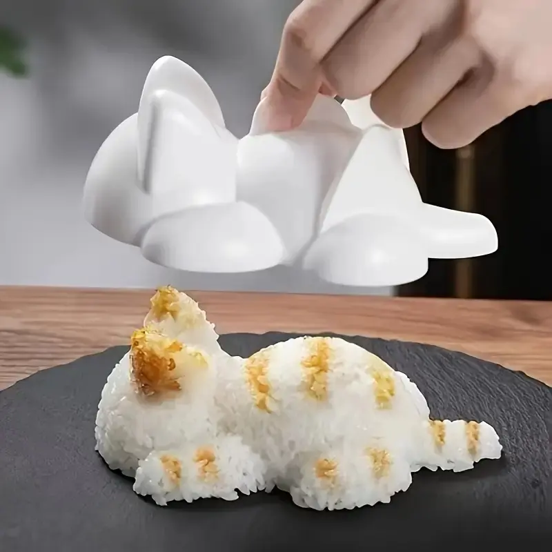 Cute Cat Shaped Sushi & Potato Mash Mold, Food Grade Plastic, Ideal for Kitchen & Dining, Festive Sushi Design, Non-Toxic Material