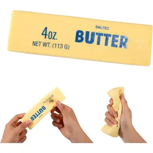 Lyreh 1pcs Squeeze Butter Squishy Toy, PU Material Butter Stick Slow Rising Squeeze Food Fidget Toy for Office School (Light Yellow)