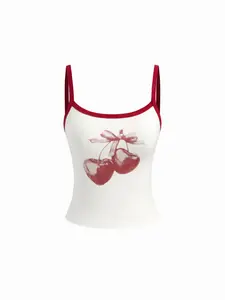 Cider Cherry Graphic Contrasting Binding Cami Top